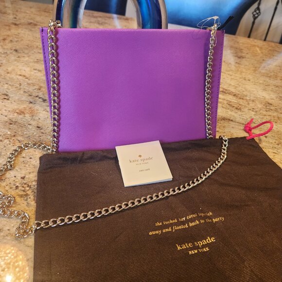 KATE SPADE Cameron Street Glitter Sima pink purple clutch handbag NEW - Picture 4 of 12